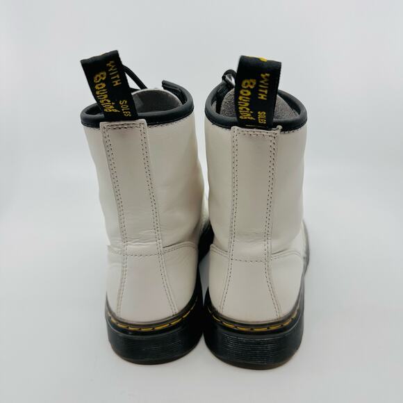 Dr. Martens Womens Size 5 White Leather Lace Up Zavala Combat Boot Bouncing Sole - Picture 5 of 9